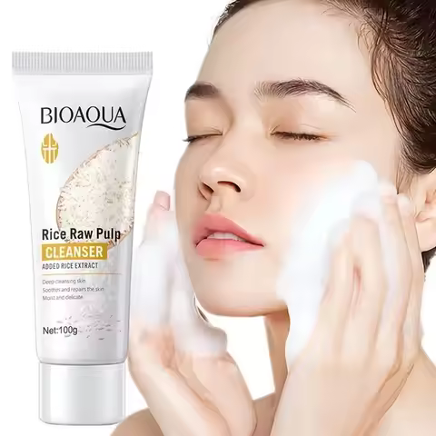 BIOAQUA Rice Raw Pulp Face Care Facial Cleanser Face Wash Foam skincare Moisturizing Skin Brightenin