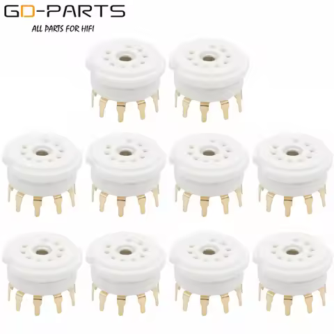 9 Pin Ceramic Vacuum Tube Socket Base FOR 12AX7 12AT7 12AU7 ECC83 6DJ8 EL84 6922 PCB MOUNT Hifi Audi