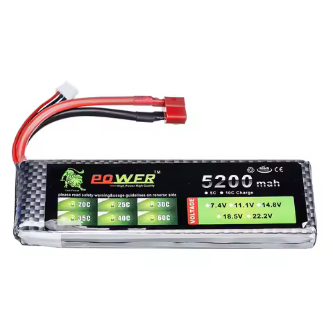 7.4V 3500mah 4200mah 5200mah 6000mah 2S Lipo Battery 35C T Plug for RC Car Truck Buggy Racing Boat