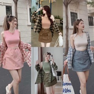Set of 3 Piece big size checkered shirt crop top with skirt box bag Bigsize checkered set KN from 50