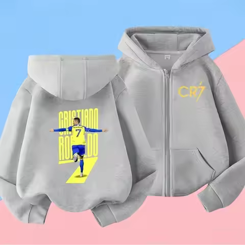7 Ronaldo Sweatshirts for Baby CR7 Children Top Football Star Back to School Zipper Hoodie Children'