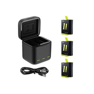 TELESIN GoPro Hero12 Hero11 Hero10 Hero9 compatible battery charger 3*1750mAh replacement battery storage box