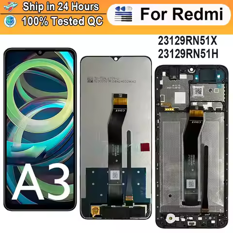 For Xiaomi Redmi A3 23129RN51X Display With Frame Touch Screen Digiziter Assembly Replacement Parts 