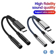 Elough Type-C to Dual 3.5mm Jack Microphone Listening DAC USB C Audio Adapter 3.5mm Aux Female For S