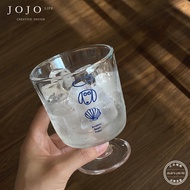 JOJOS L Ocean เปลือกหอย ถ้วยนมแก้วทรงสูง ถ้วยเครื่องดื่ม ฝาปิดเครื่องดื่มตรง พิมพ์ลาย ทรงเสาชั้นเดีย