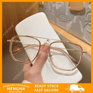 (HENGHA) Teal Polygonal Eyeglasses for Women Vintage Style Double Beam Eyeglasses for Men