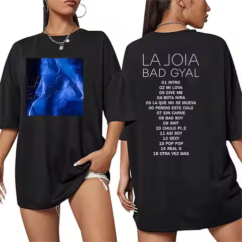 Rapper Bad Gyal Album 2025 Summer Merch 100% Pure Cotton Printed T-shirt Women Retro Fashion Oversiz