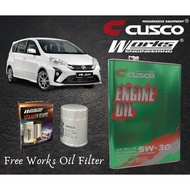 Perodua Alza 2009-2016 CUSCO JAPAN FULLY SYNTHETIC ENGINE OIL 5W30 SN/CF ACEA FREE WORKS ENGINEERING OIL FILTER