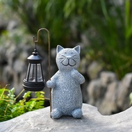 Solar Garden Light Kitten Lantern Outdoor Decoration Resin Crafts Garden Decoration Light