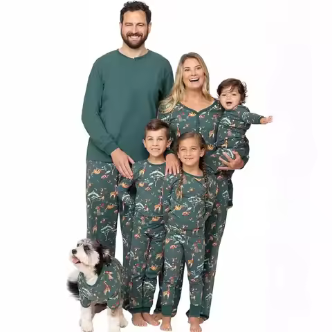Christmas Pajamas Set for Family/Couples/Kids 2025 New Year's Costumes Allover Print Full Sleeve O N