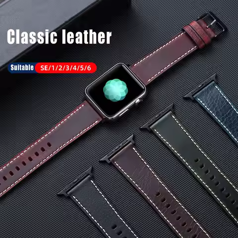 Leather strap For Apple watch band 44mm 40mm iWatch band 38mm 42mm Genuine leather bracelet Apple wa