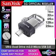 SanDisk Ultra Dual Drive m3.0 USB 3.0 MicroUSB Thumb Drive Flash Drive 16GB 32GB 64GB 128GB 256GB DD3 12BUY.MEMORY