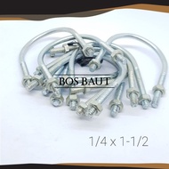 U-Shaped Bolt GalvanizedBolt 1/ 4" x 1-1/2"