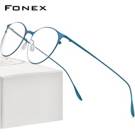 FONEX กรอบแว่นตาผู้หญิง Vintage รอบกรอบแว่นตาผู้ชาย2022ใหม่ Retro Ultralight Titan เกาหลีญี่ปุ่นสไตล์แว่นตา F8106