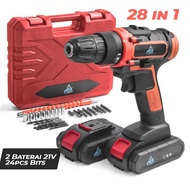 Bor Cordless Drill 21V Set Koper Bor Lengkap 2Baterai dan 1Baterai Bor Bolak Balik BorDinding - 6009