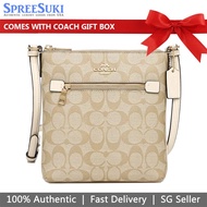 Coach Handbag In Gift Box Crossbody Bag Mini Rowan File Bag In Signature Canvas Light Khaki Chalk # CF340