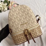 MK Letter Printed Willow Nail Zipper Backpack Travel Backpack
