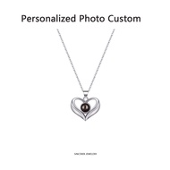 [Sincerer] S925 Sterling Silver Necklace Photo Projection Heart Pendant Necklace Custom Photo Neckla