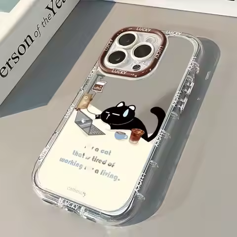Sick Working Cat High-Quality Mirror Phone Case For iPhone 17 16 15 14 13 12 11 PRO MAX 7 8 PLUS Ant