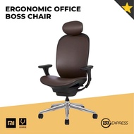 YM Ergonomic Office Boss Chair [PU Leather, Reclinable, Thickened Cushion, Multiple Adjustment, Easy Install]