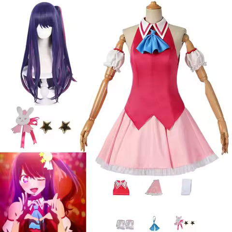 Anime Oshi No Ko Ai Hoshino Cosplay Costume Dress Skirt Hairpin Women Suit Halloween Carnival Party 
