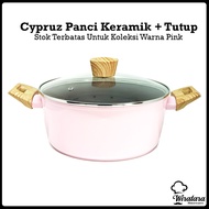 CYPRUZ Pink Ceramic Pan + Lid Non-Stick Frying Pan Ceramic Sauce Pan