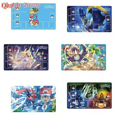 60x35x0.2cm Anime Pokemon GAME PTCG Dedicated DIY Card Playmat Battle Against K01 Jirachi Lunala Sol