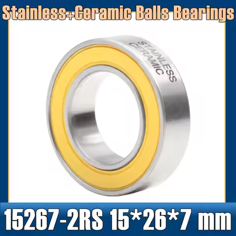 15267-2RS Stainless Bearing 15x26x7 mm (1 PC) SMR15267 RS, for Bicycle Front/Rear Hubs, Ceramic Ball