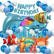 [Ready Stock] Under The Sea| Marine life|Oceans Happy Birthday balloons Party Decoration Set( Includ