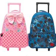 กระเป๋าเป้สะพายหลังมีฮู้ด Smiggle เมาส์มิกกี้เมาส์มินนี่กระเป๋าสะพายคลาสสิกกระเป๋าสะพายล้อลากมีล้อไฟ