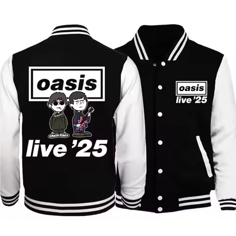 Oasis Live 25 Tour 2025 Baseball Uniform Jacket Hiphop Oasis Concert Music Baseball Jackets for Fans