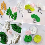 Leaves edible gumpaste icing topper dusty miller rose leaves decor topper
