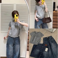 Rib Bow Sweater QCshort sleeve
