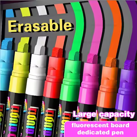 8 Colors 8mm Liquid Erasable Chalk Markers Pens Washable & Wet Erase Neon Makers for Blackboard Chal