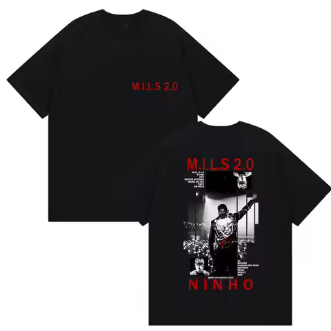 Rapper NINHO M.I.L.S 2.0 Album 2025 Merch T Shirt Men's Gothic Hip Hop Clothing T-shirts Retro Style