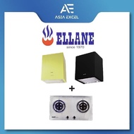 ELLANE EH-2800 BLACK/APPLE GREEN 45CM STAINLESS STEEL BOX HOOD + ELLANE EB-228SV 75CM 2 BURNER STAIN