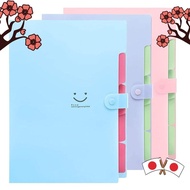 [From JAPAN]Samcos File Folder A4 5 Sections Document Storage Box 5-Pocket File Case A4 Snap Closure Waterproof Pocket Bag Clear File Document Organization and Storage Stationery School Cute Smiling Pattern 3-Pack