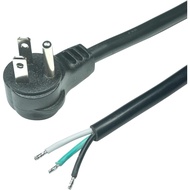 90 Degree Electrical Plug Replacement Power Cord with Open End - 6 Ft Black Extension Cable,16/3 SJT