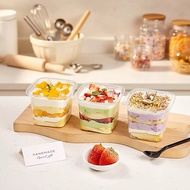 50pcs Dessert Square Plastic Container with flat lid cover 450ml