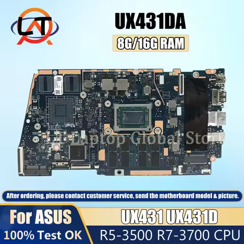 UX431DA Mainboard For ASUS FOR ZenBook UX431 UX431D Laptop Motherboard R5-3500 R7-3700 8G/16G-RAM 10