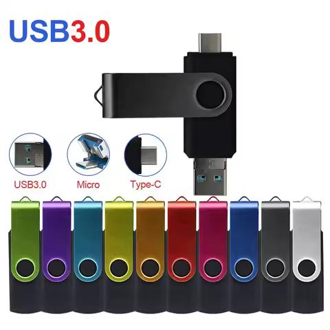 3 In 1 OTG USB Flash Drive USB3.0 & Type-C & Micro USB Pendrive 512G 256G Memory USB Stick Pen Drive