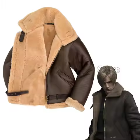 Game Biohazard Resident Remake Leon Scott Kennedy Cosplay Costumes Faux Leather Jacket Role Play Coa