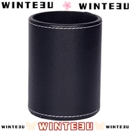 WINTE3U Leather Round Pen Holder, Black Leather Storage Pen Holder, Multipurpose 4.92 X 3.27 Inch Ro