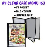 EMI-FILE A4 Menu Triple Stand Fold Holder / Transparent Clear Menu Holder Cover PVC / Restaurant Caf