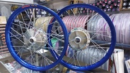 ชุดล้อสำหรับใส่YAMAHA Y80 V75 Y100 เมท80/100/111 (รุ่นดรัมเบรคหน้า)วงล้ออลูมิเนียมอย่างดีดุมเงาพร้อม