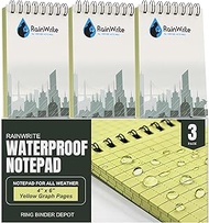 RainWrite Waterproof Notepad for All Weather, Waterproof Journal Writing Paper with Yellow Graph Pag