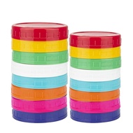 16 Pack Colored Plastic Mason Jar Lids -8 Wide Mouth &amp; 8 Regular Mouth Ball Mason LidsAnti-Slip Food Storage Caps