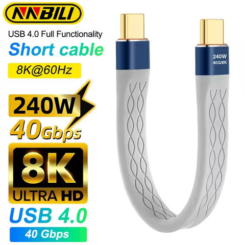 NNBILI new USB4.0 40Gbps Data Cable PD 240W Fast Charging USB C to Type C Short Powerbank Cable USB 