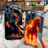 Burning Horse Glass Case for iPhone 17 16 15 14 13 12 11 8 7 6 6s 6p 7p 8p 6g 7g 8g Pro Max XR XS xs