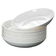 Bone China Dish Meal Tray Pure White Deep Plates 10 PCs For Home 8-Inch Porcelain Dinner Plate Soup Plate Tableware round Accessible Luxury
